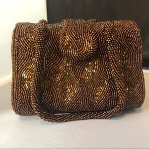 Sasha Fabiani Brown and Gold Beaded Mini Bag